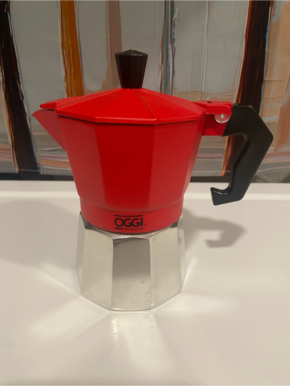 Red 3cup Stovetop Espresso Maker Moka Pot